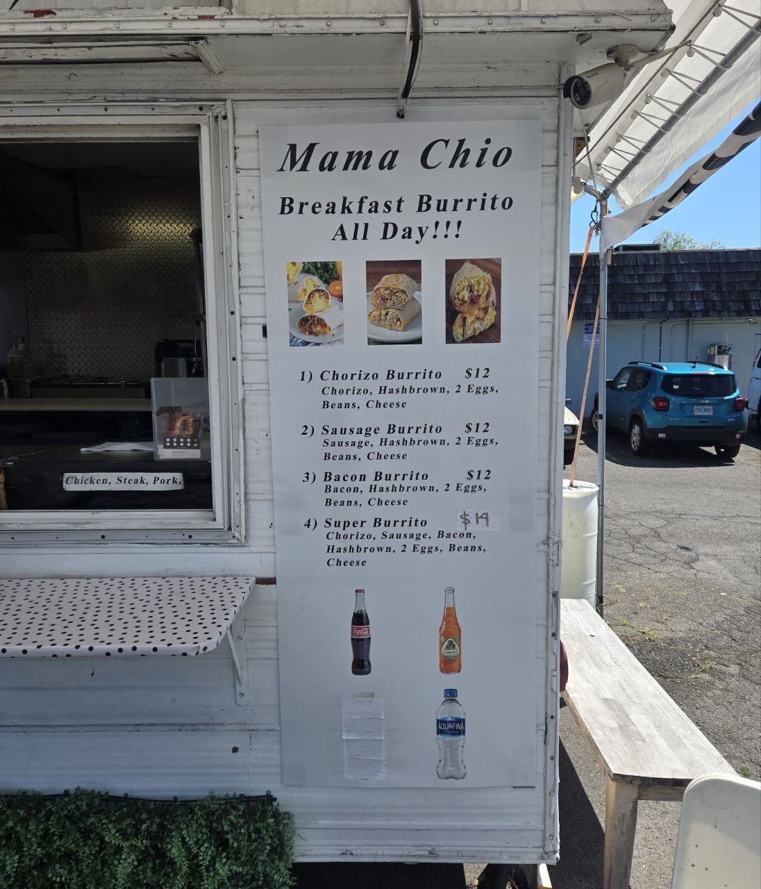 Breakfast burrito menu